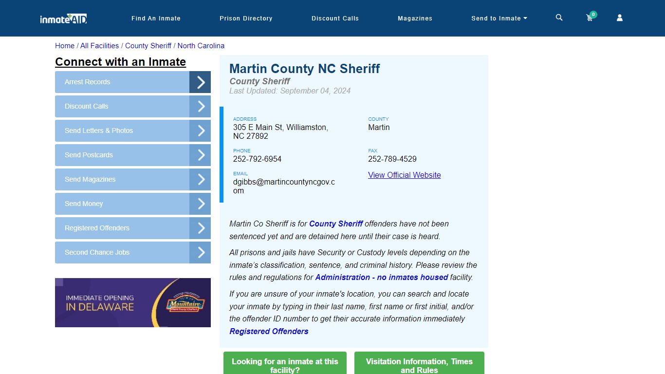 Martin County NC Sheriff & Arrest Search - InmateAid